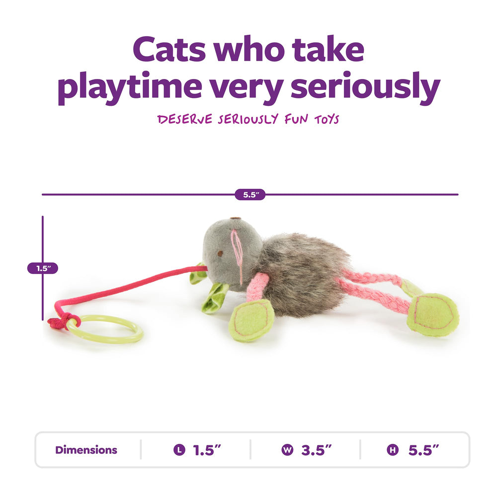 SmartyKat ratón peluche, texturas multicapas, estimula la caza