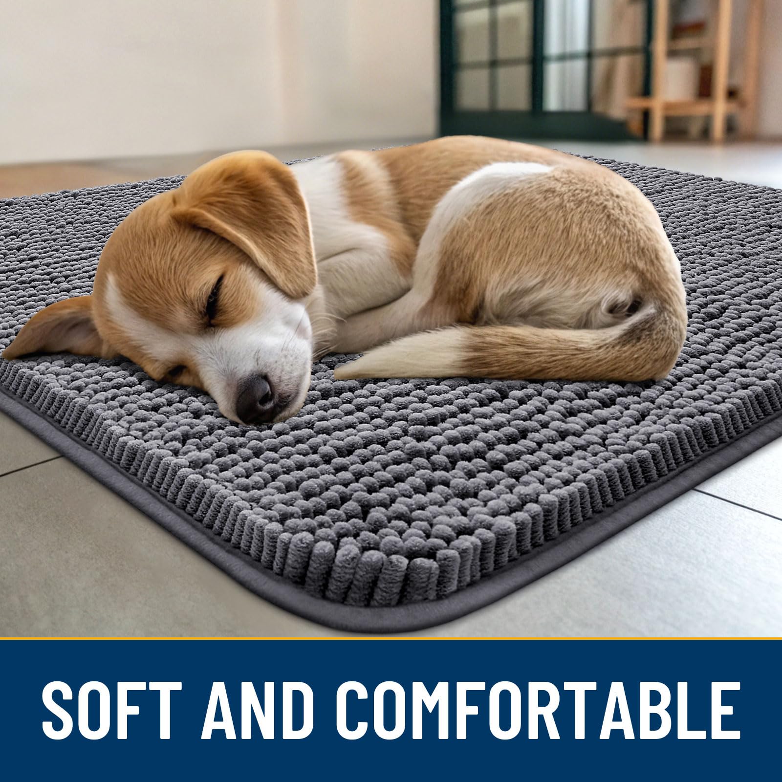 Smiry alfombra chenille interior tacto suave para pies cansados.