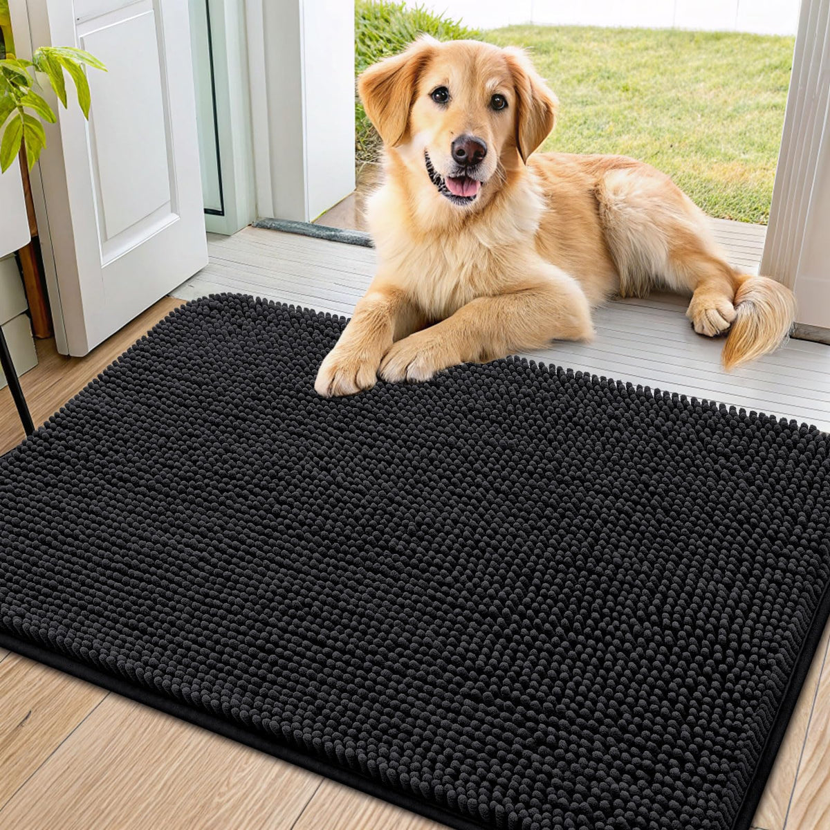 Smiry alfombrilla para puerta; textura suave para perros mojados, absorbe humedad.