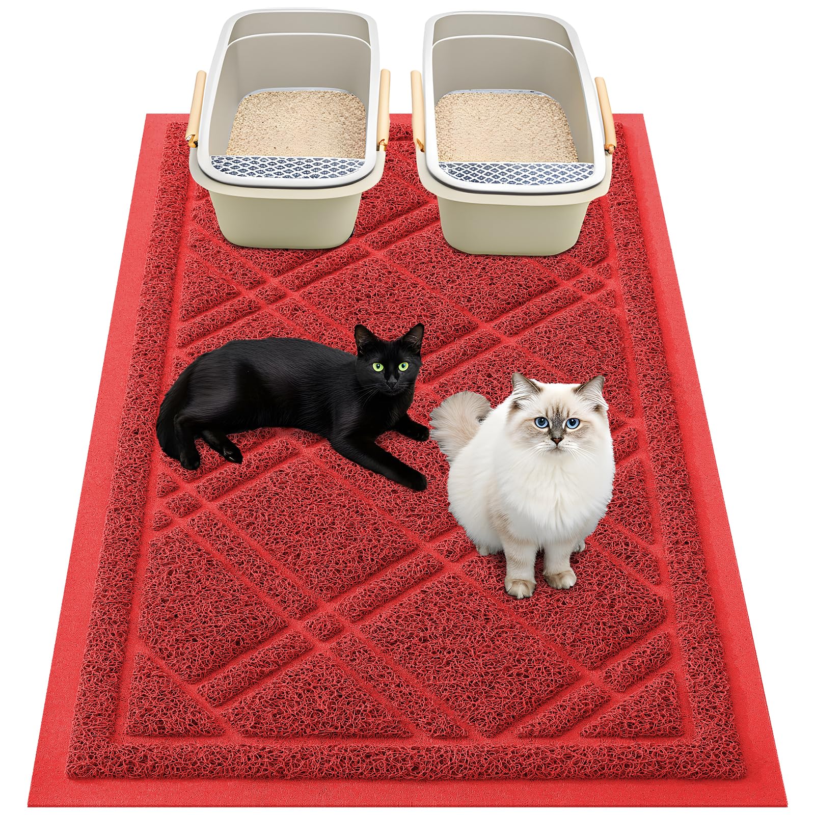 Smiry esterilla para arena de gato 47x32, rojo, con buena adherencia