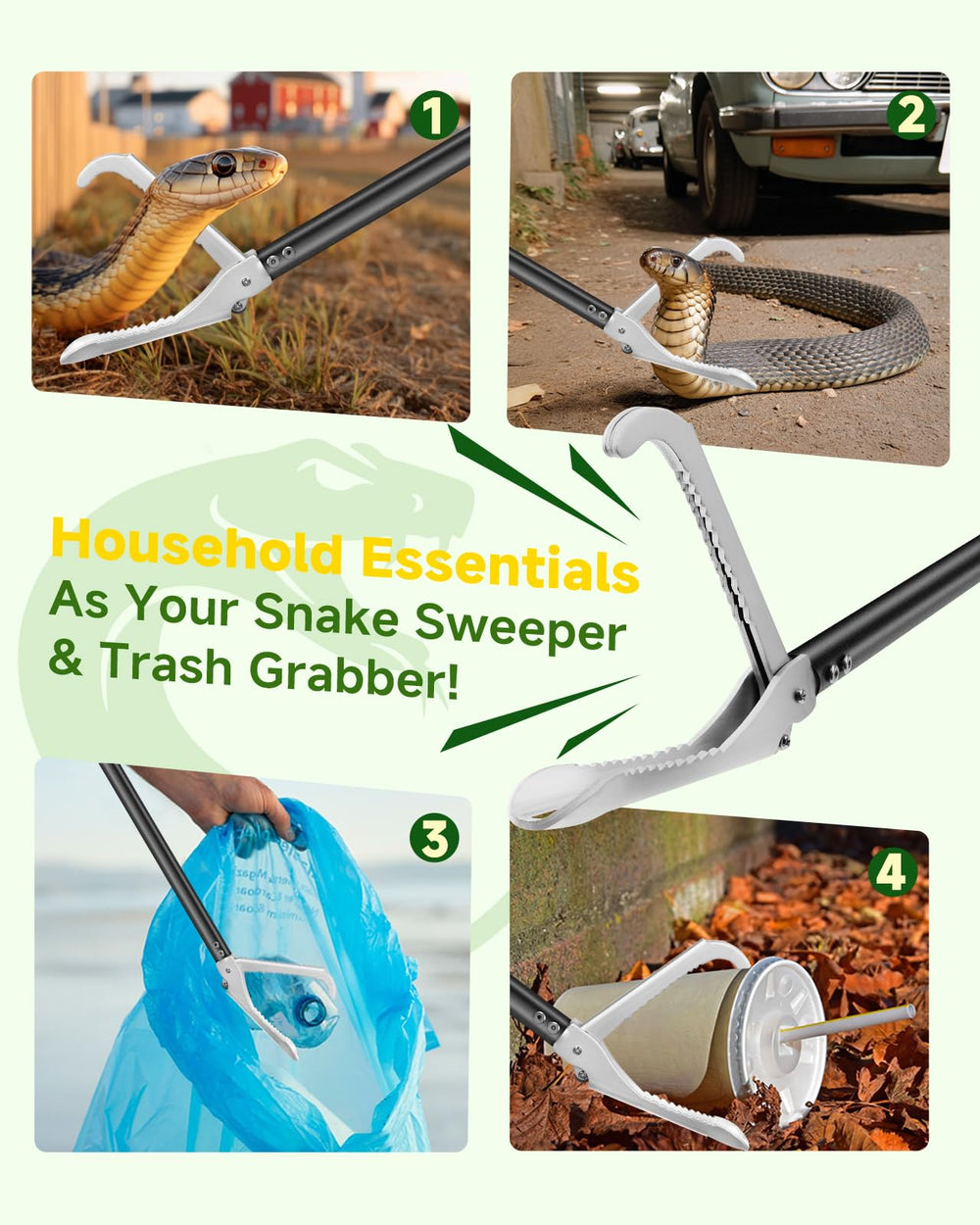 SMOQIO Snake Grabber Tool ofrece diseño ergonómico para uso exterior y doméstico.