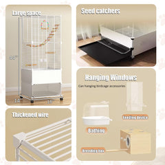 Jaula SNAAT con bandeja extraíble para limpieza rápida.