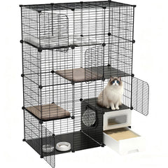 Jaula SNAAT para gato interior con caja de arena y limpieza fácil.
