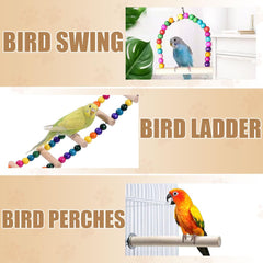 Accesorios incluidos: perchas de madera y tazones para aves