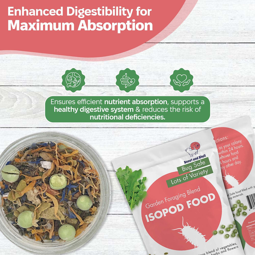 Snout and Shell Forraje de jardín: digestión mejorada para isópodos saludables