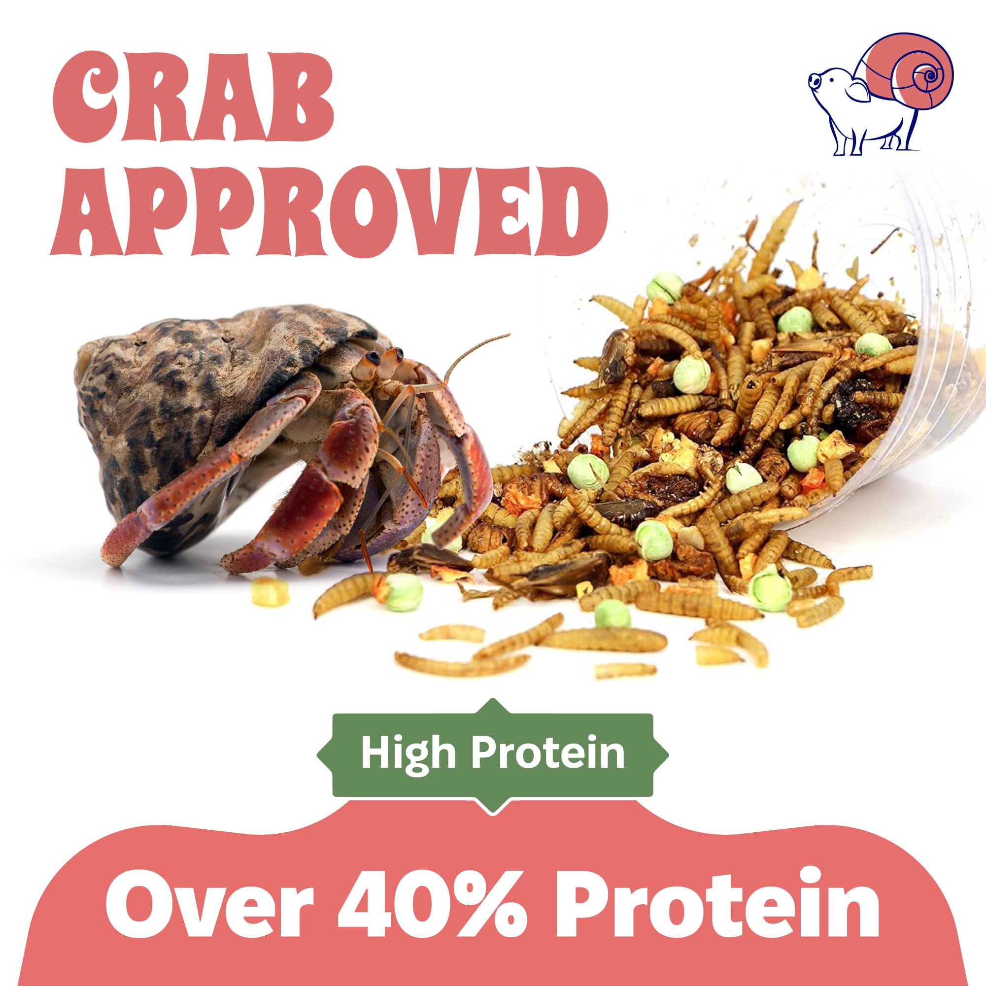 Snout and Shell Crabby Bug Blend ingrédients entiers vers larves et legumes
