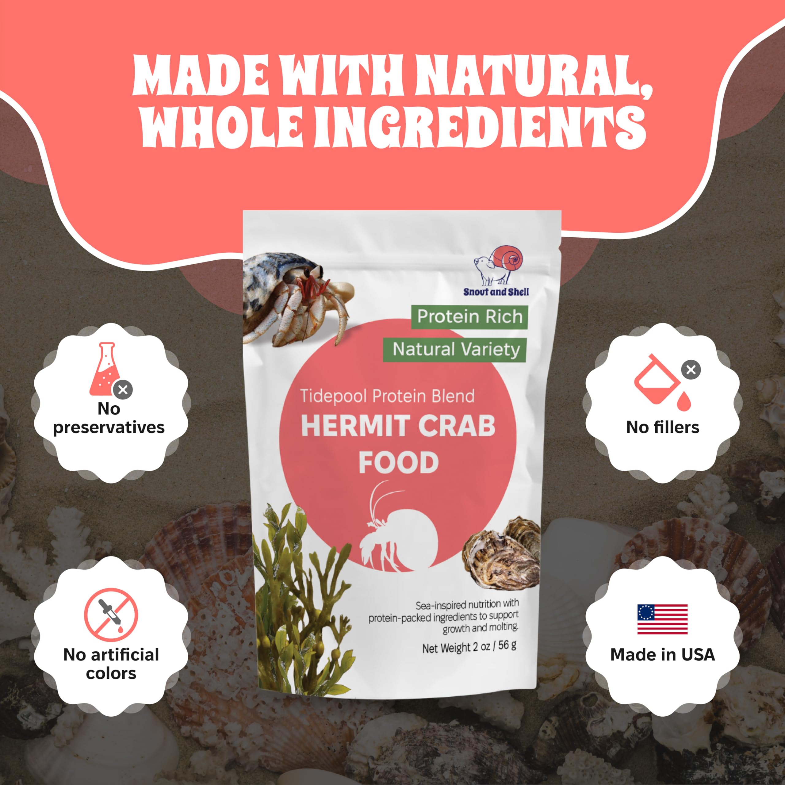 Snout and Shell Tidepool Protein Blend fácil de usar diario.