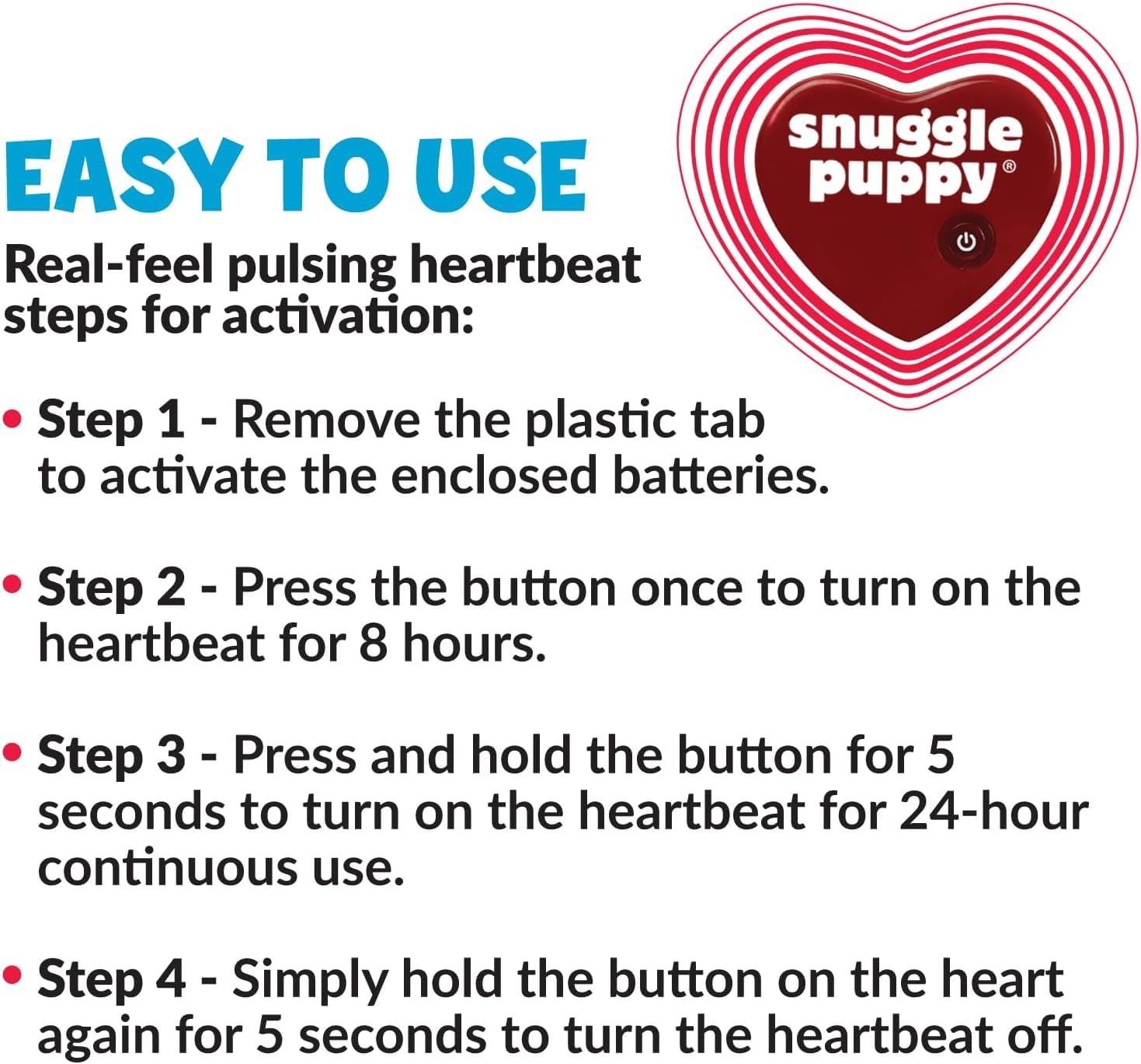 Snuggle Puppy Original: activación por movimiento para encender el latido real.