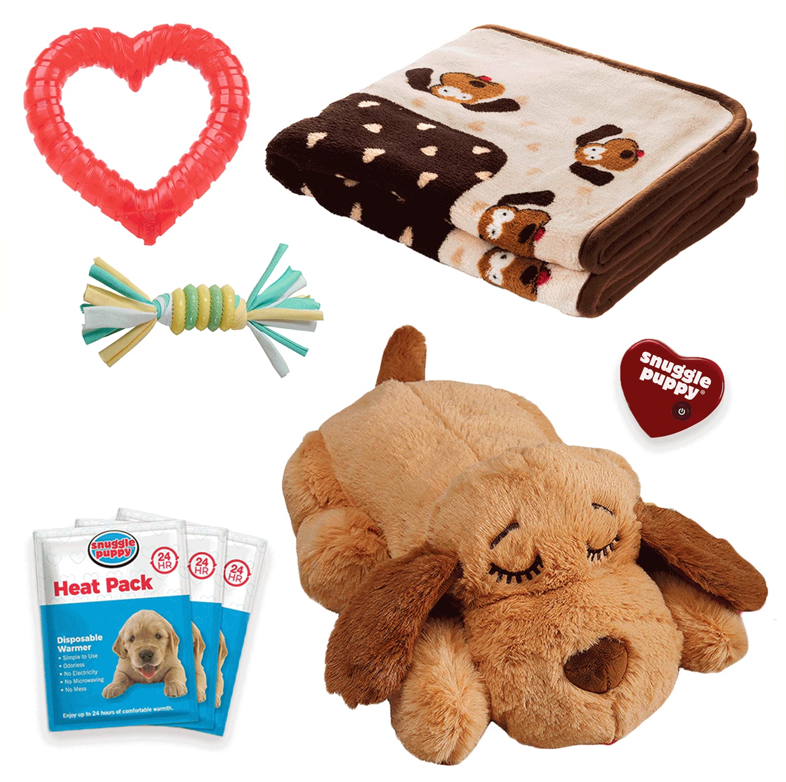 Peluche Snuggle Puppy original en Biscuit con pulso real para calmar cachorros.