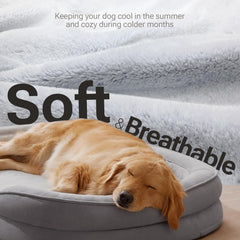 Soft Touch cama en forma de C con pelo gris, soporte para el cuello durante el descanso.