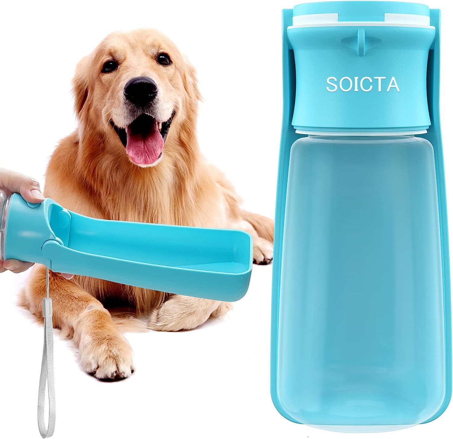 SOICTA botella portátil 19oz para perros, ideal para paseos con hidratación rápida