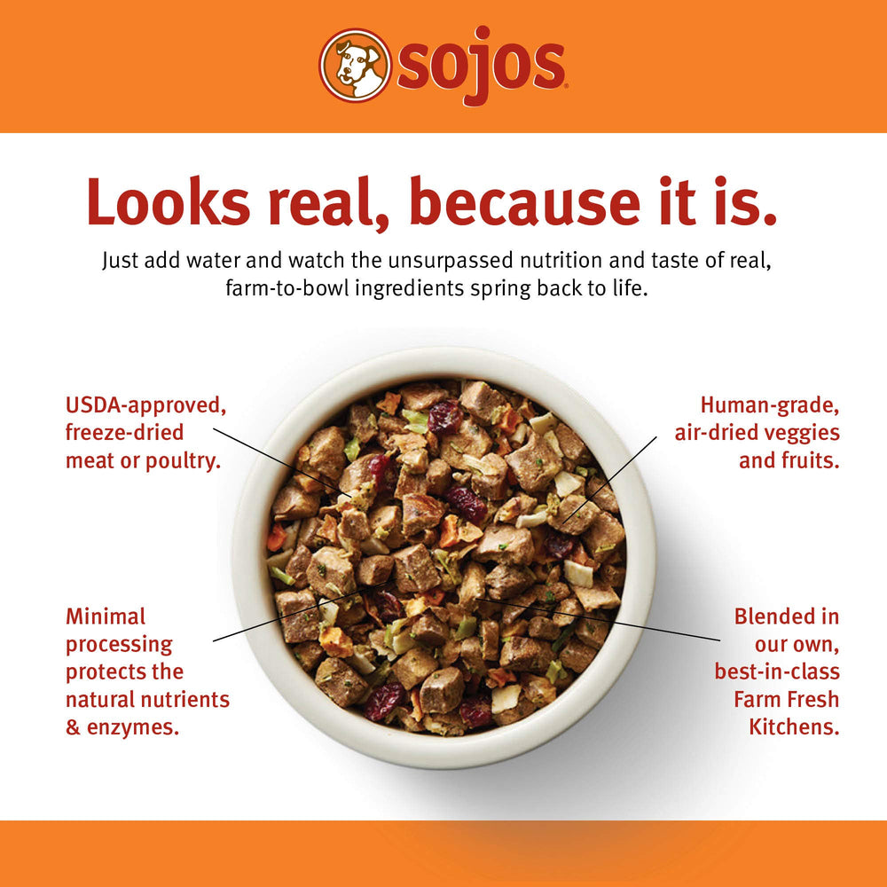 Sojos ingredientes de campo frescos, reales para alimentar a perros adultos