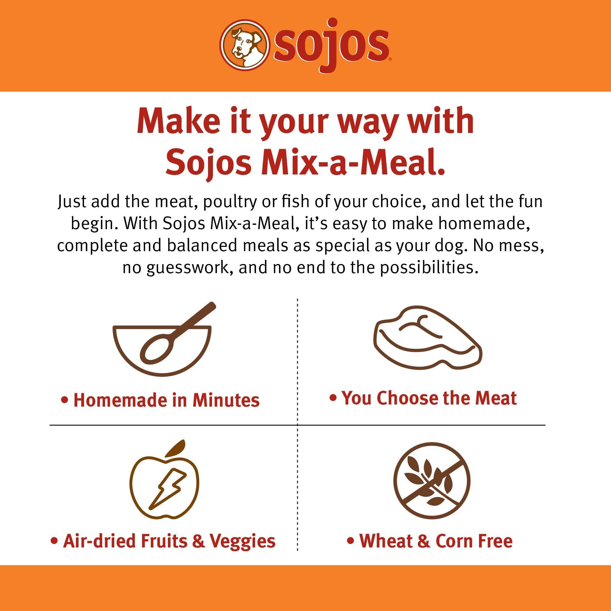 SOJOS Mix-A-Meal sin aditivos ni conservantes, natural y seguro