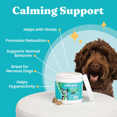 Solid Gold Calming Chews textura suave para perros, fácil de masticar.
