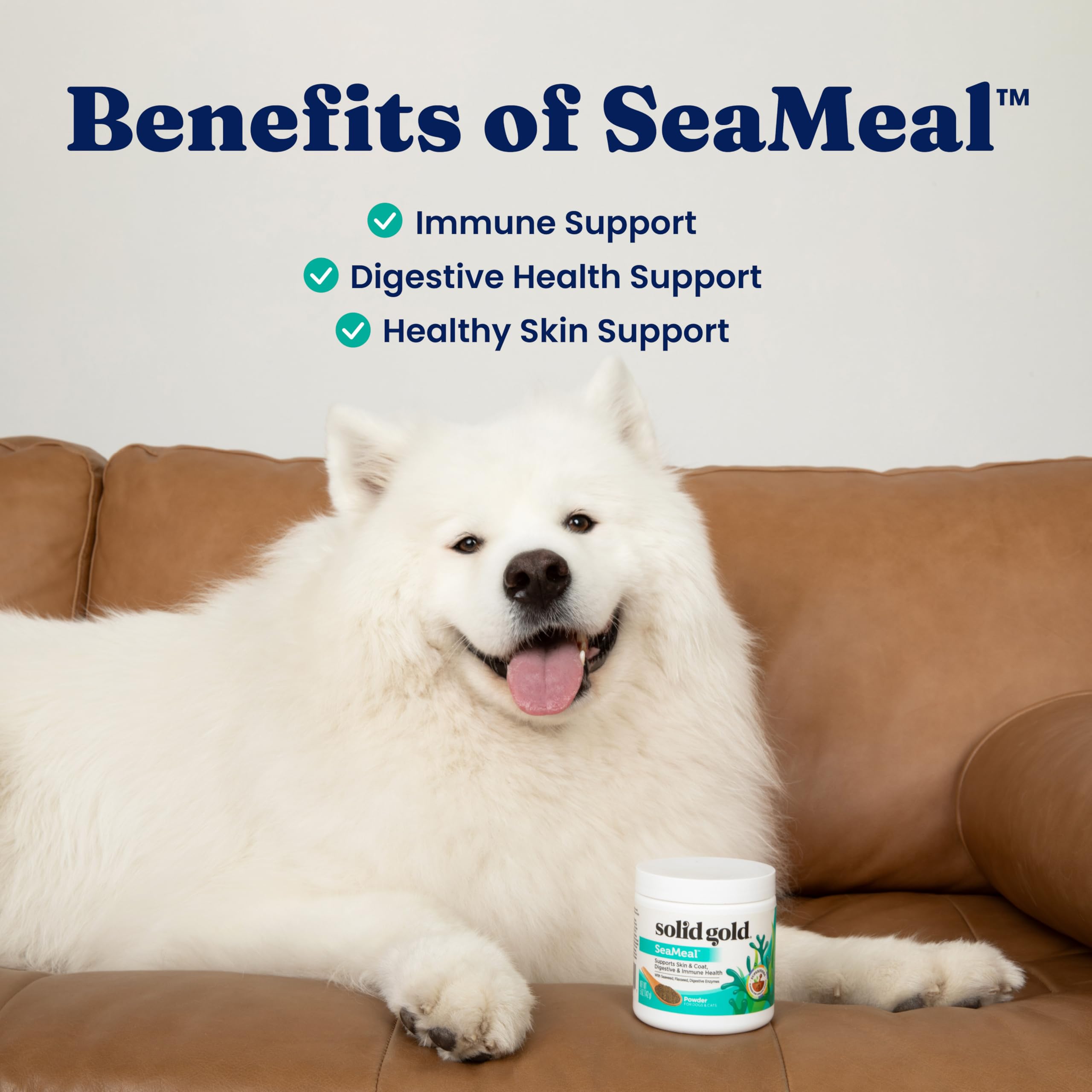 SeaMeal Solid Gold con enzimas digestivas para absorción de nutrientes.