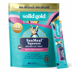SeaMeal Squeeze de Solid Gold: atún con alga en lata para apoyo digestivo.