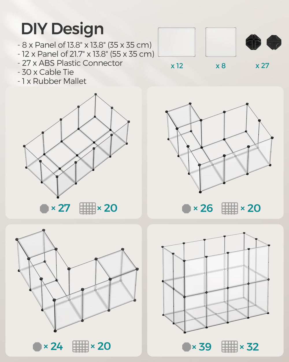 SONGMICS conectores-angulo-multiple-ensamble: configuración flexible para distintos espacios.