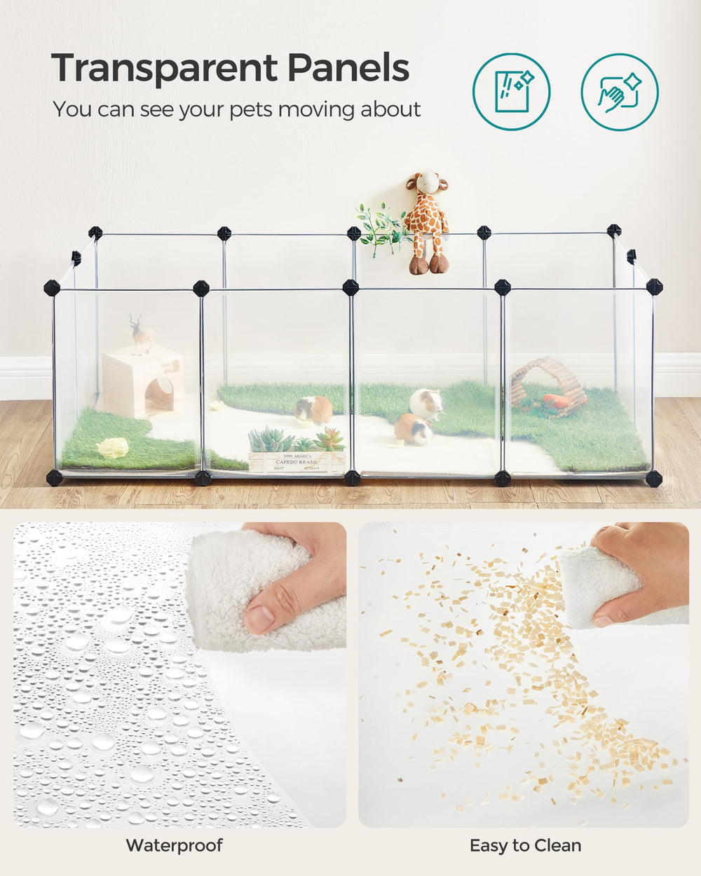 SONGMICS corral para mascotas, seguridad integrada para evitar escapes