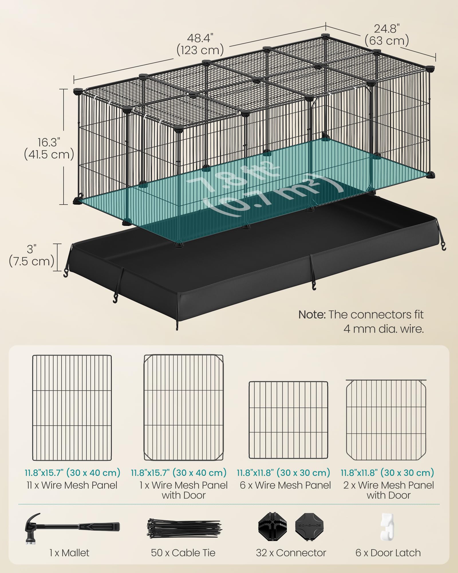 SONGMICS suelo impermeable con bordes elevados para derrames controlados.
