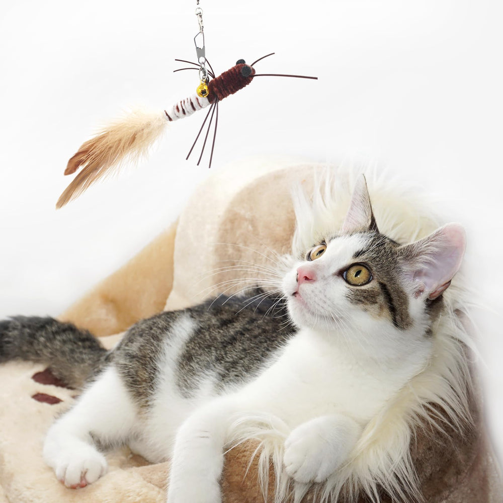 SONGWAY gusano de juguete felino con plumas rosas para juegos interactivos.