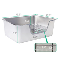 Sorstrem caja de arena de acero inoxidable, rejilla filtrante facilita la limpieza.