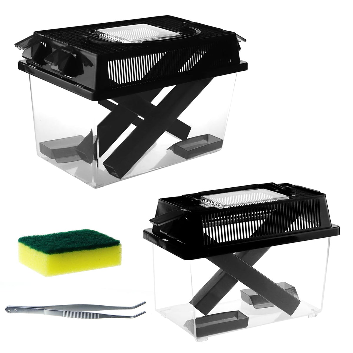 Sorwatee contenedor grillo grande con dispensador para crías y manejo cómodo.