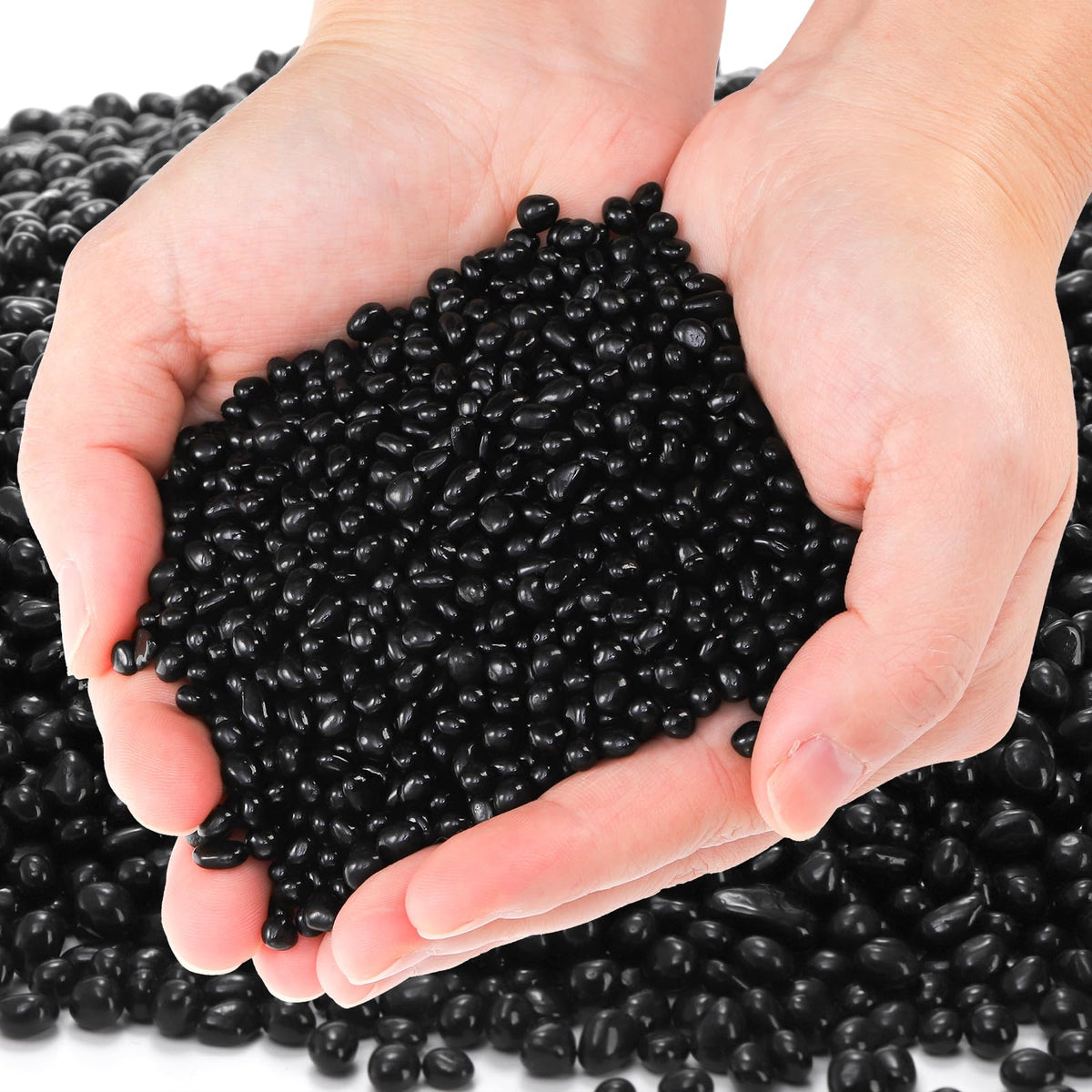 SOUJOY grava de acuario cristal negro 4-6 mm: brillo suave para decoración segura