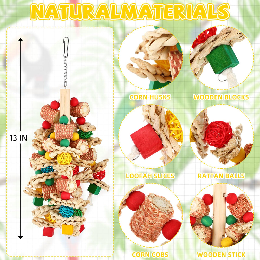 Cuerda con nueces, madera y lufa para agarre y exploración táctil.