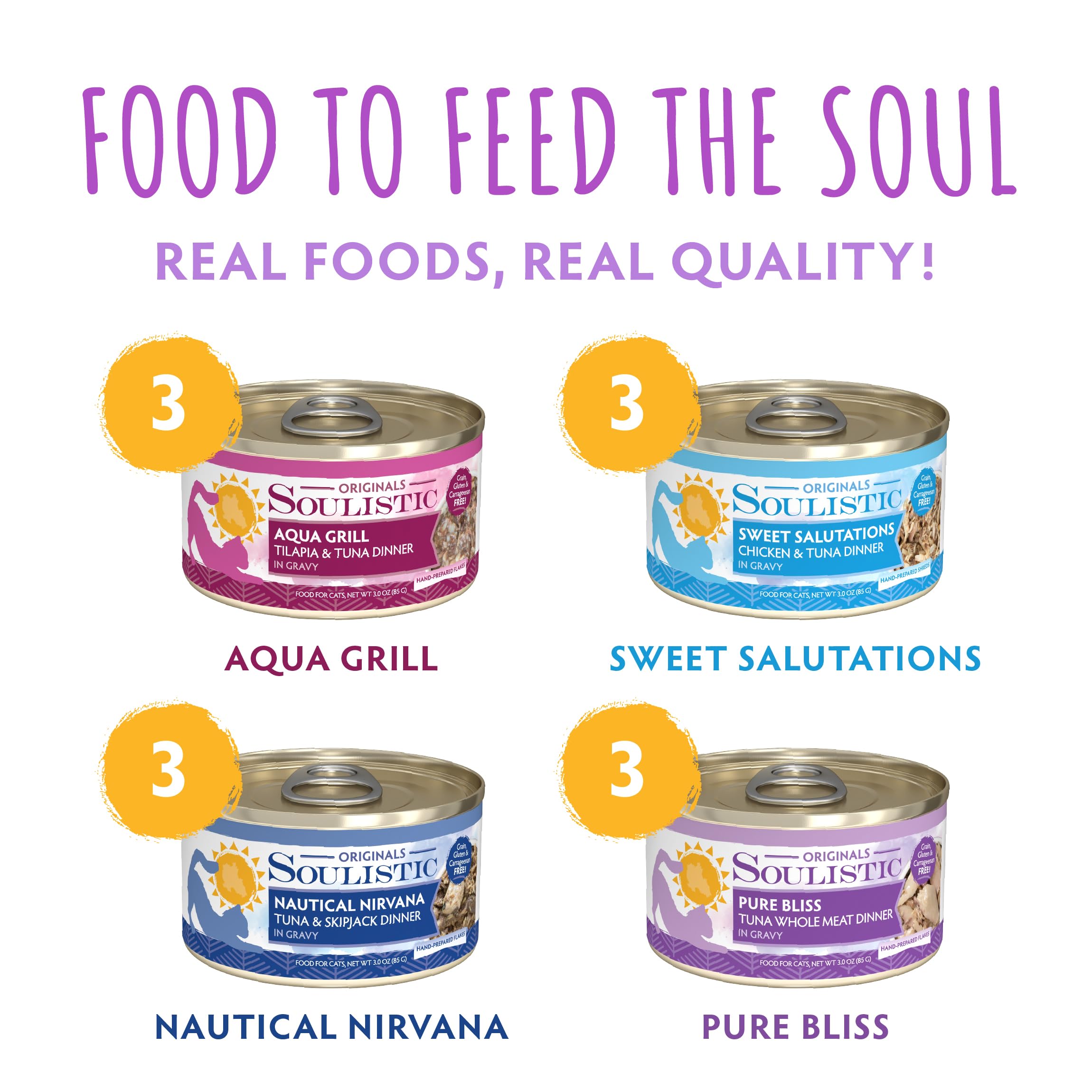 Soulistic Originals lata de 3 onzas: proteína de calidad con jugo natural para gatos adultos