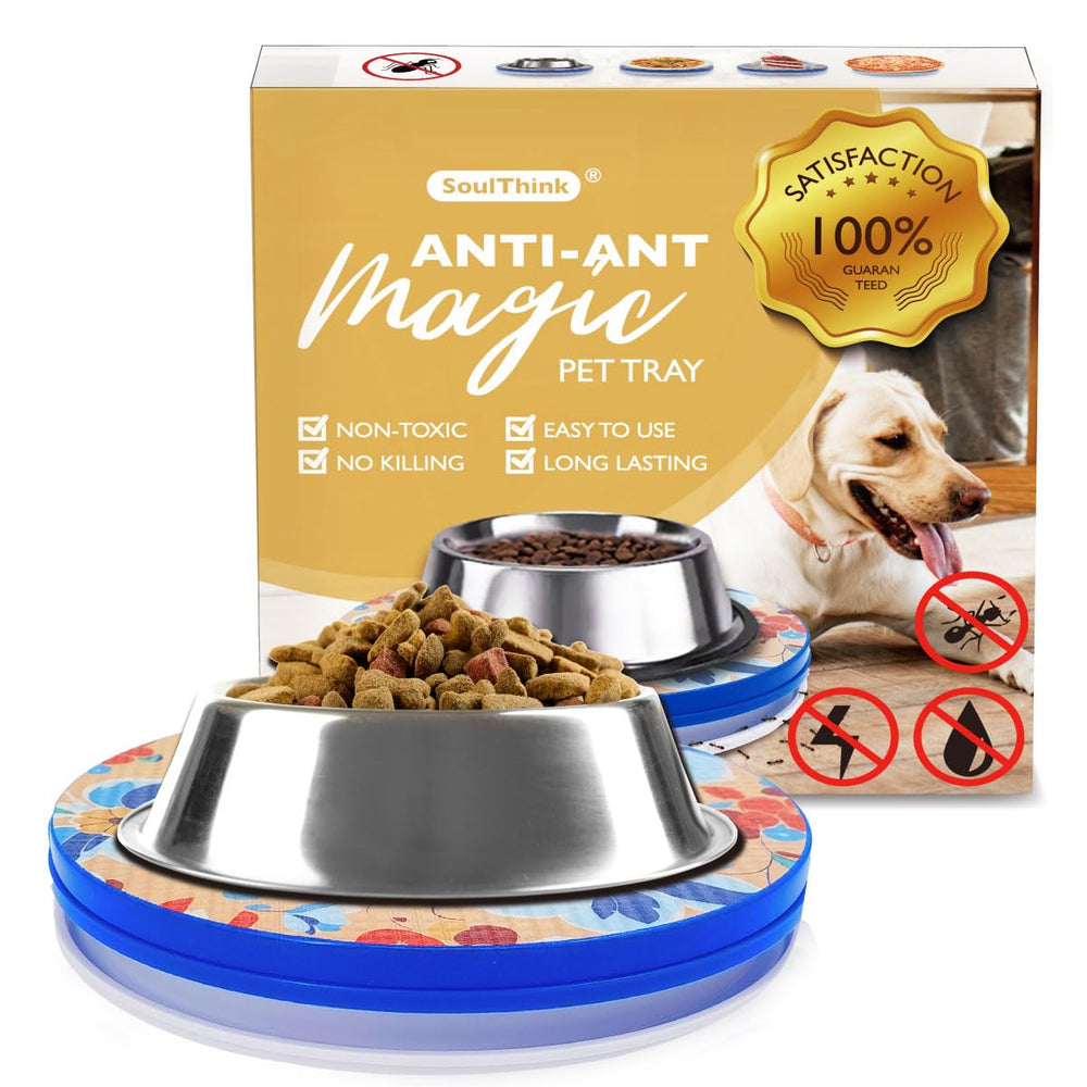SoulThink bandeja protección hormigas con diseño de orquídea para comida de mascotas.