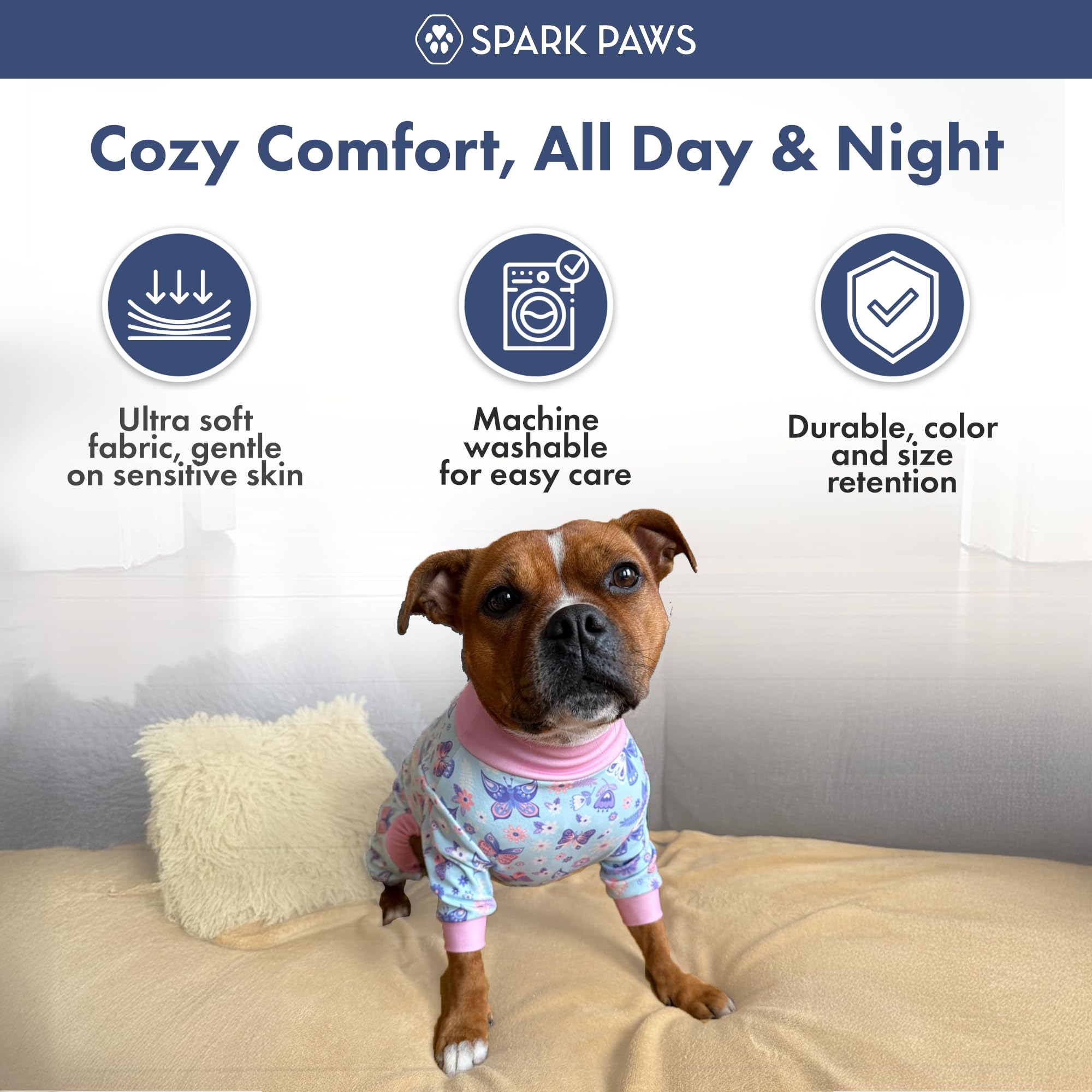 Spark Paws abertura trasera para facilitar las pausas para el baño.