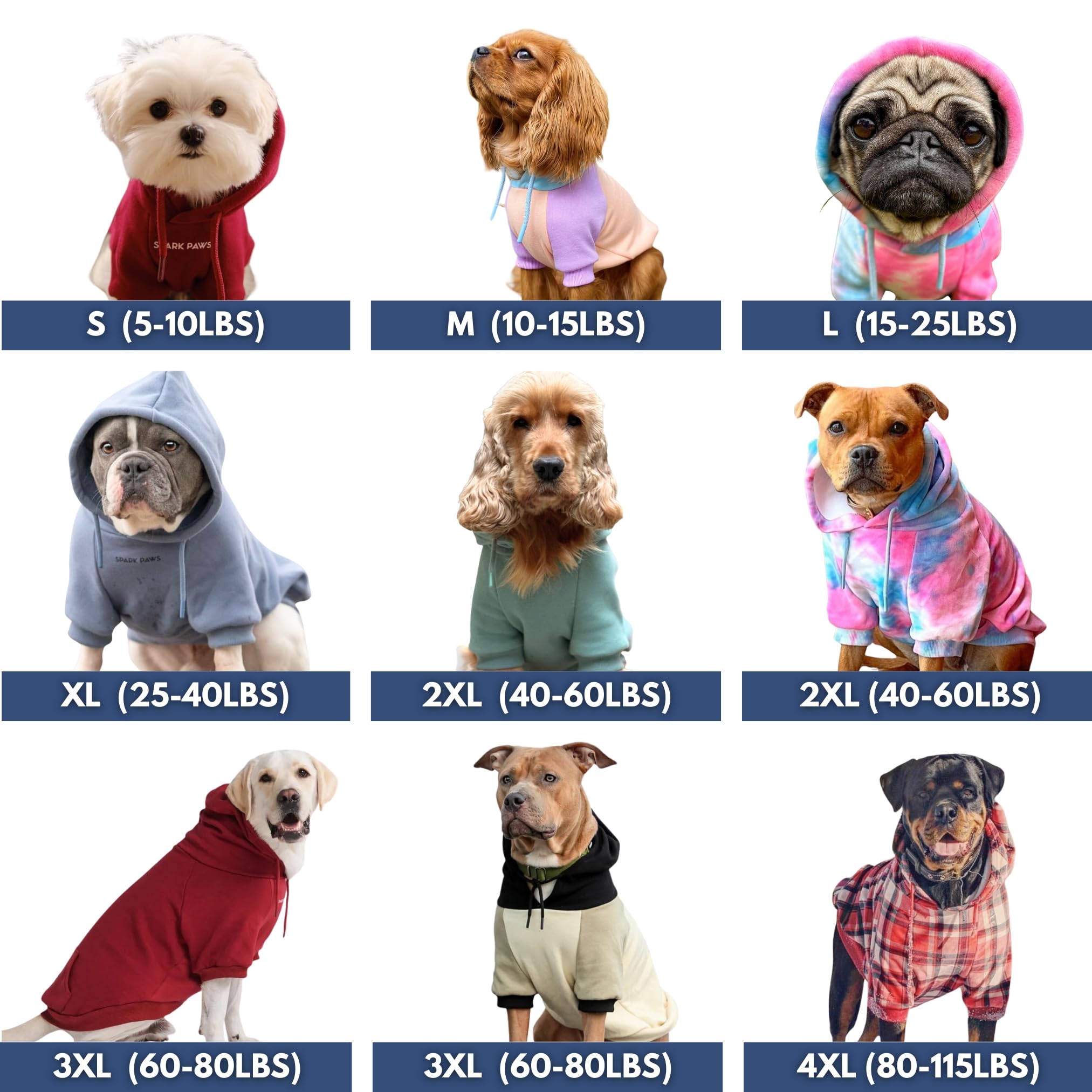 Sudadera para perros Spark Paws, vista lateral, ajuste cómodo para razas pequeñas y grandes.