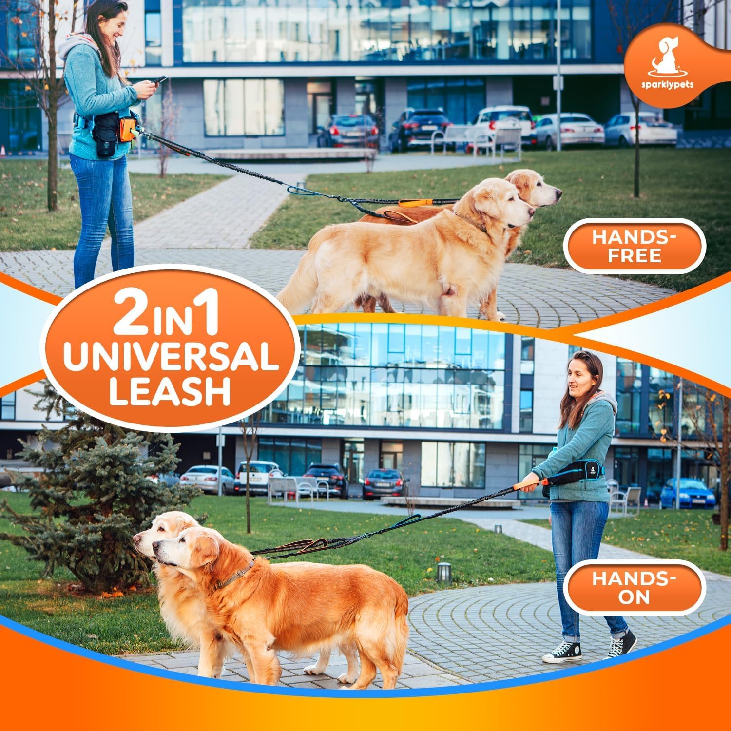 SparklyPets cierres reforzados, sujeción segura para caminatas con perros grandes.