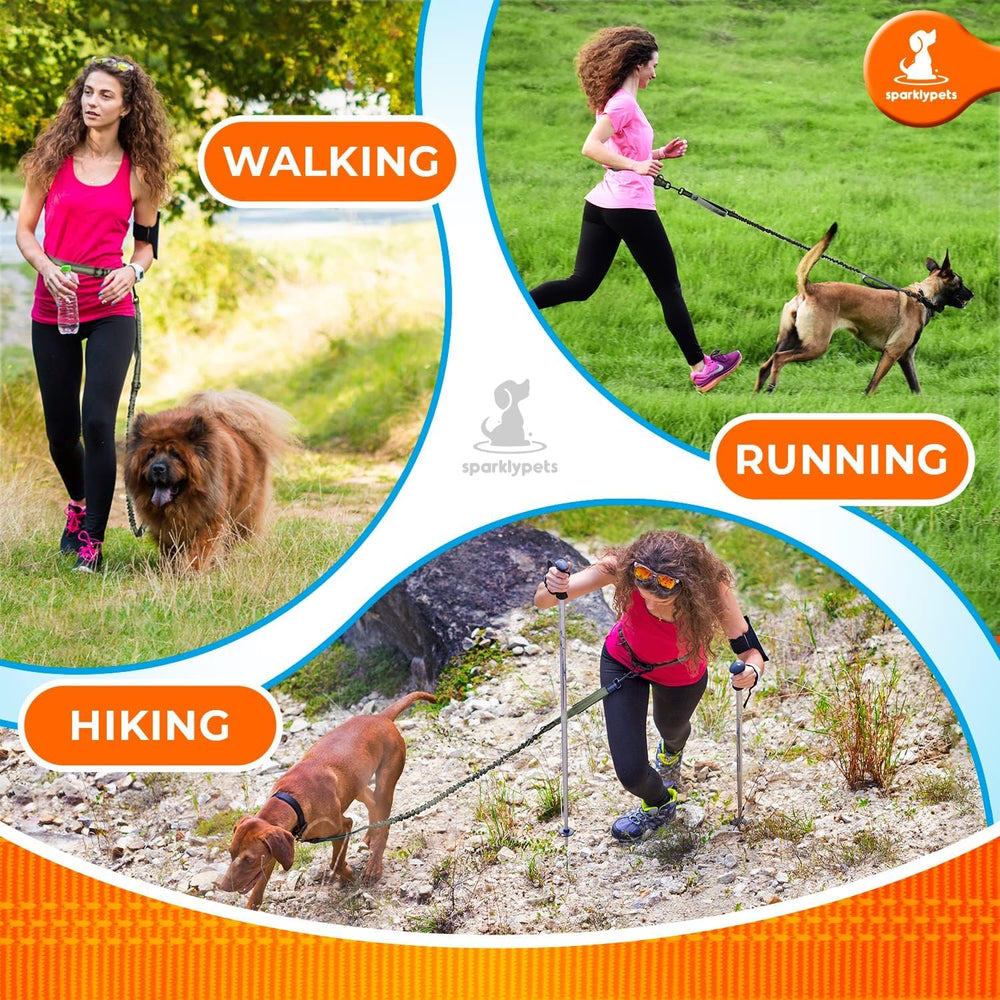SparklyPets correa cintura mango de goma ergonómico para sujeción estable.