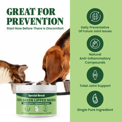 Special Breed botella del producto, fuente natural de apoyo articular para mascotas.