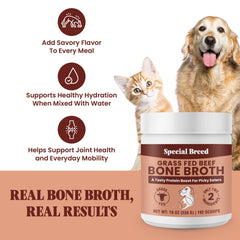 Special Breed polvo de caldo de hueso mezclado con agua para comidas