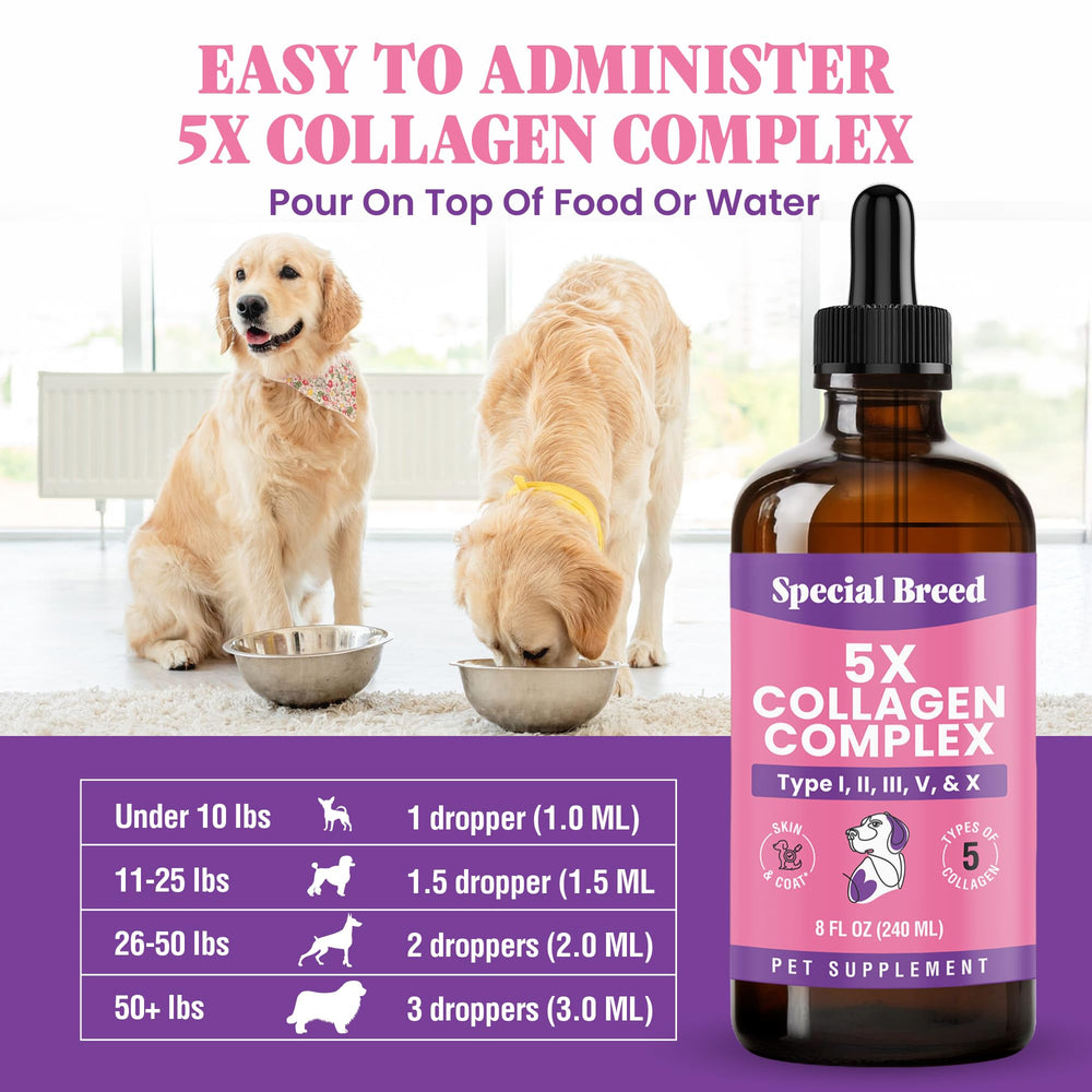 Special Breed Collagen para perros, producido en EE. UU. con BPM para seguridad.