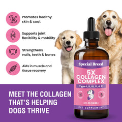 Special Breed Collagen para perros, piel sana y pelaje más brillante.