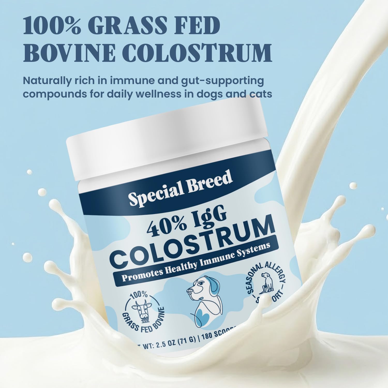 Special Breed colostro de pasto igG40 mejora piel y pelaje saludables