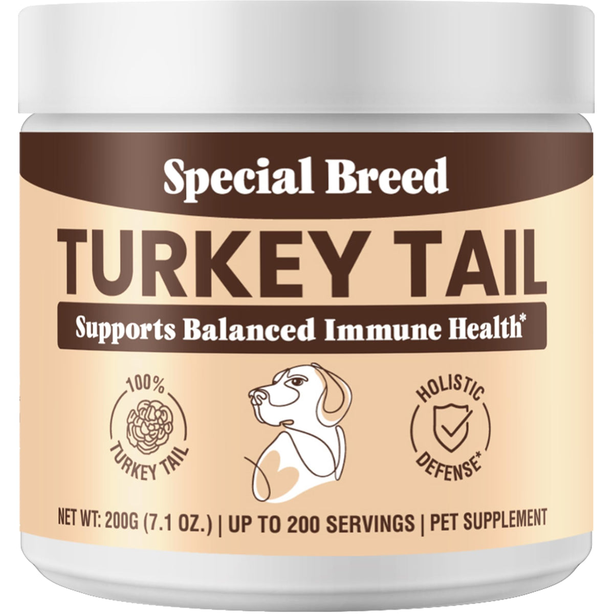 Special Breed hongo cola de pavo polvo: apoyo diario a la inmunidad de perros y gatos.