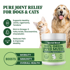 Special Breed polvo mejillón verde para mezclar, favorece movilidad y vitalidad en perros y gatos.