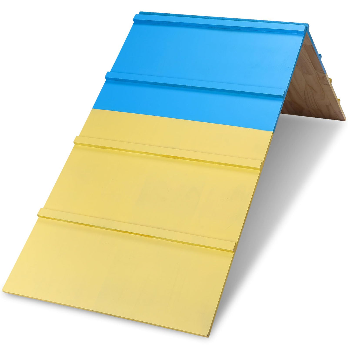 Spiareal marco de agilidad para perros en azul y amarillo, ideal para entrenamientos al aire libre.