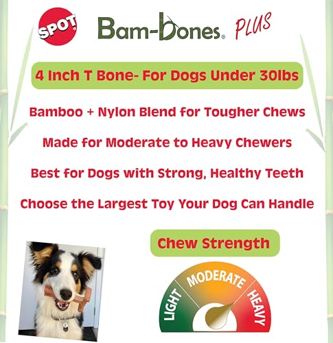 SPOT Bam-Bones Plus T-Bone, mordedor en forma de T ergonómico para agarre cómodo
