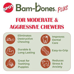 SPOT Bam-Bones Plus T-Bone, mordedor en forma de T con sabor pollo