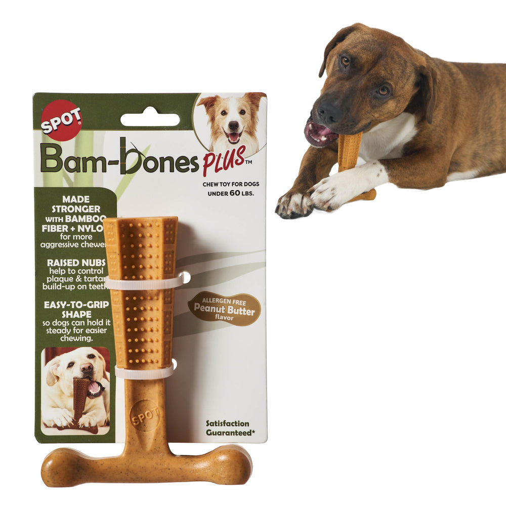 SPOT Bam-Bones Plus TBone, mordedor duradero de 6 pulgadas para perros agresivos.