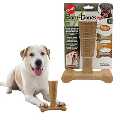 SPOT Bam-Bones T-Bone ofrece mordida ergonomica para perros.