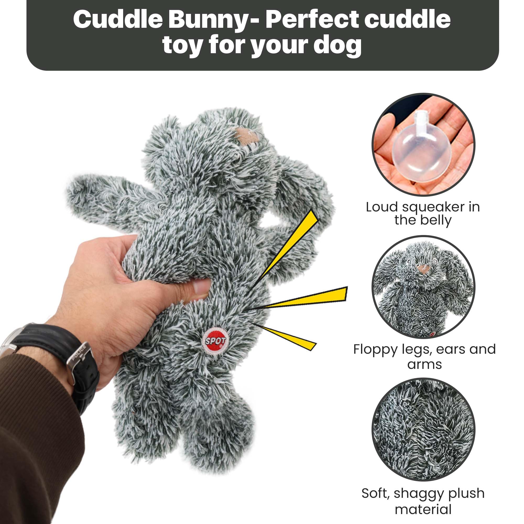 SPOT Cuddle Bunnies con sonajero interior para notar su juego