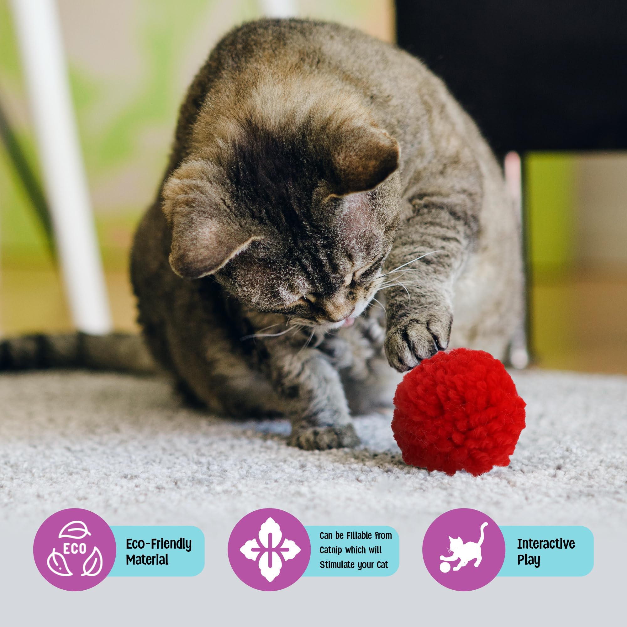 SPOT Wool Pom Poms: bolas de 1.5 pulgadas, ligeras y suaves para morder