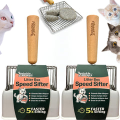 Sprinkle & Sweep cazo para arena de gatos, dos unidades, limpieza rápida.