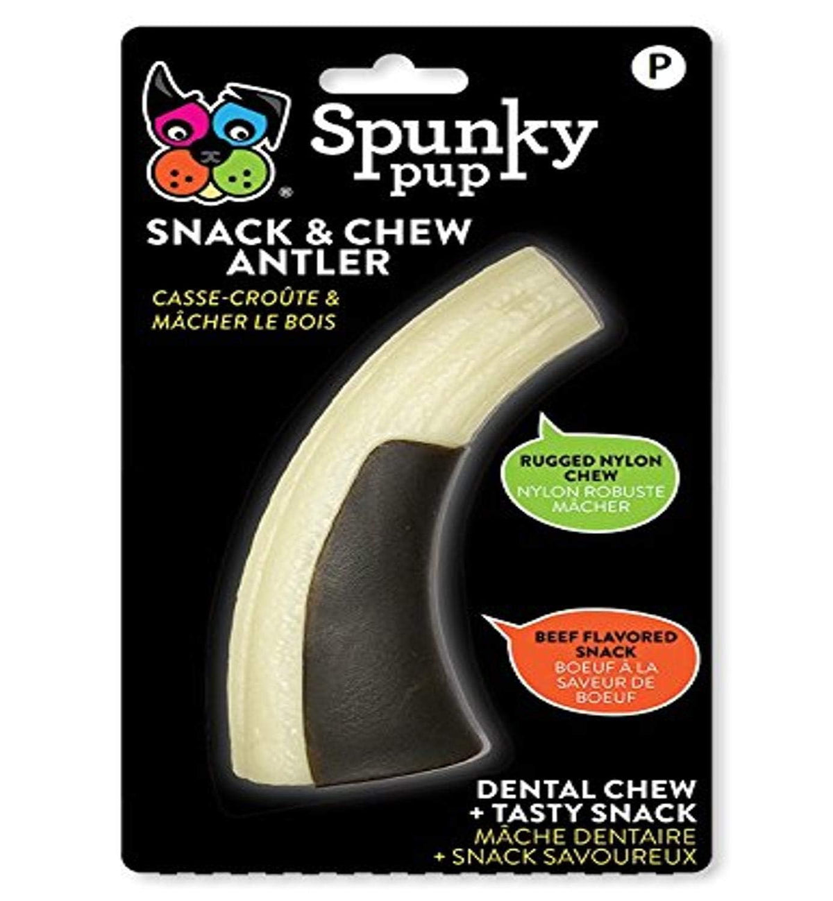 Spunky Pup Snack & Chew Astas: juguete seguro para mordidas y entretenimiento saludable.